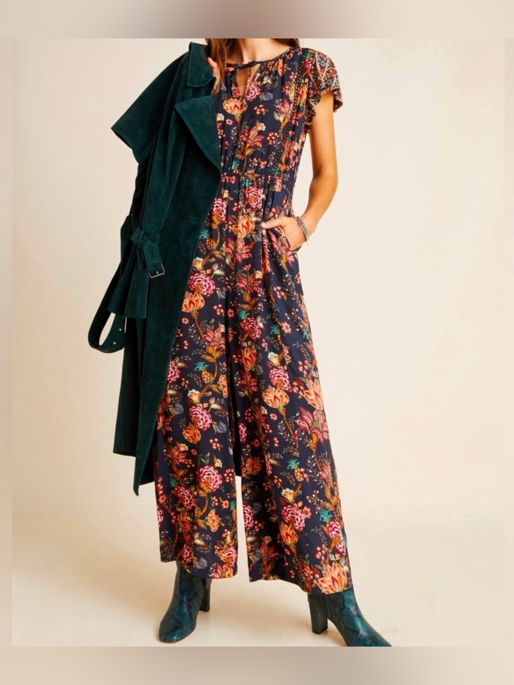 Farm for Anthropologie Floral Wide-Leg Jumpsuit